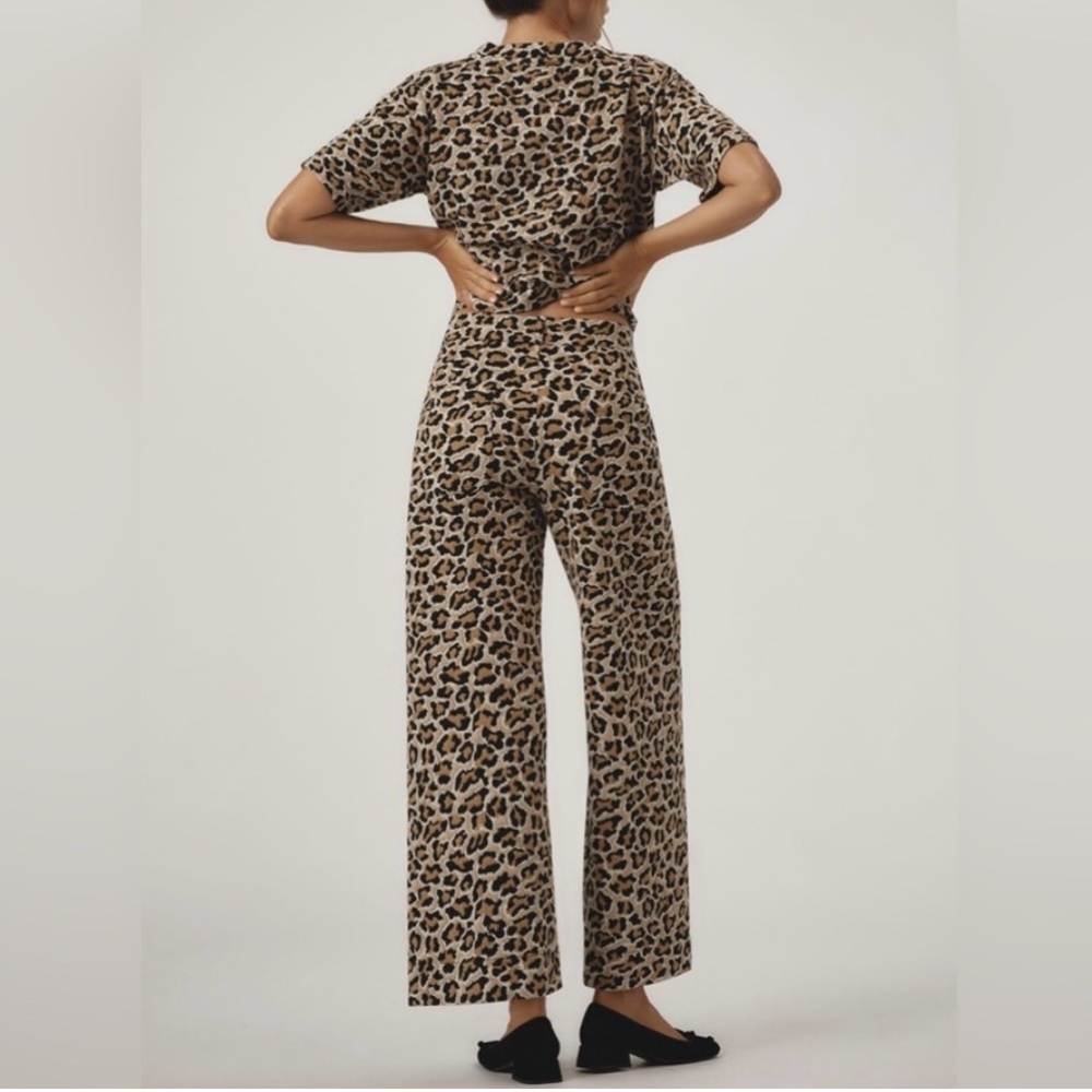 🟠NWT MAEVE by ANTHROPOLOGIE High-Rise Crop Wide-Leg Pants/Animal Print Sz25 - Picture 4 of 6